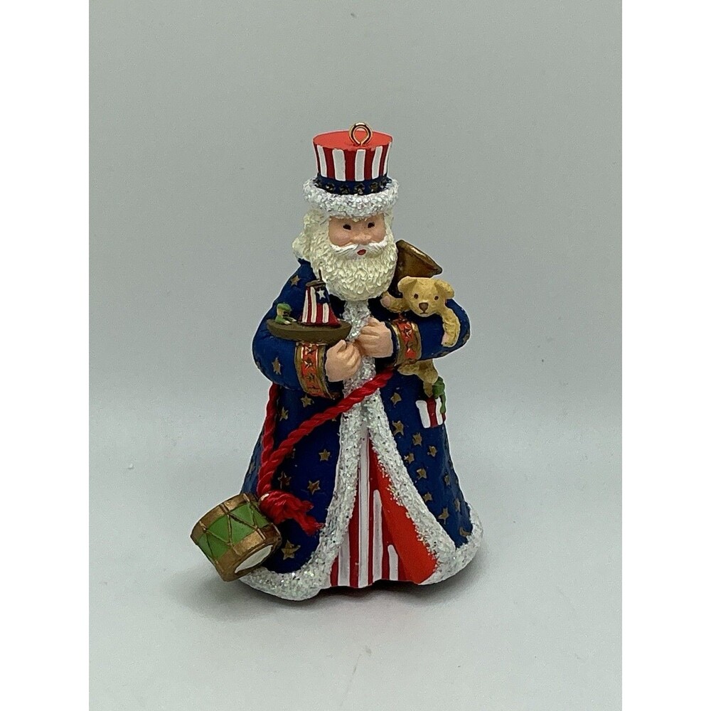 Stars & Stripes Santa Ornament Carlton Cards Christmas Patriotic Red White Blue